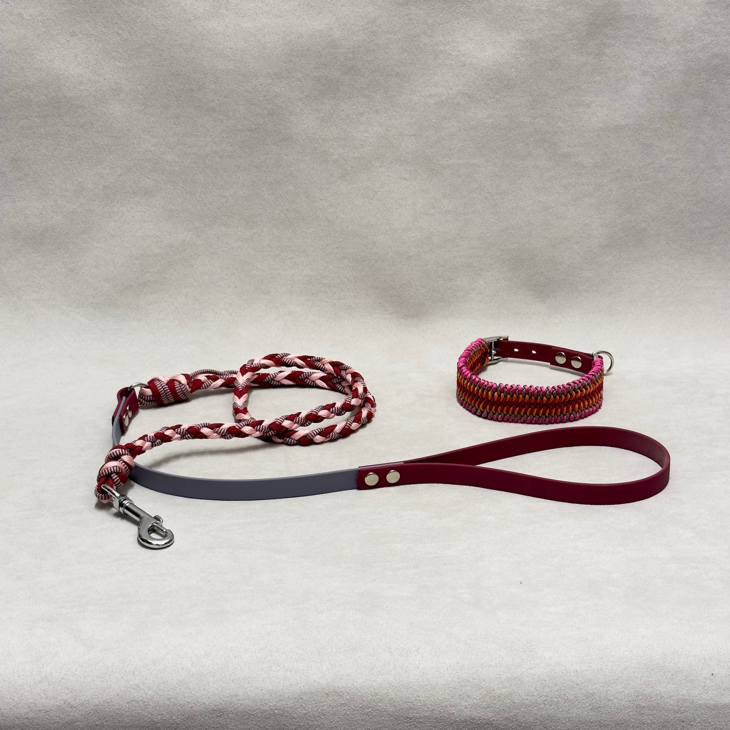 Guinzaglio intreccio paracord herringbone e biothane 16mm