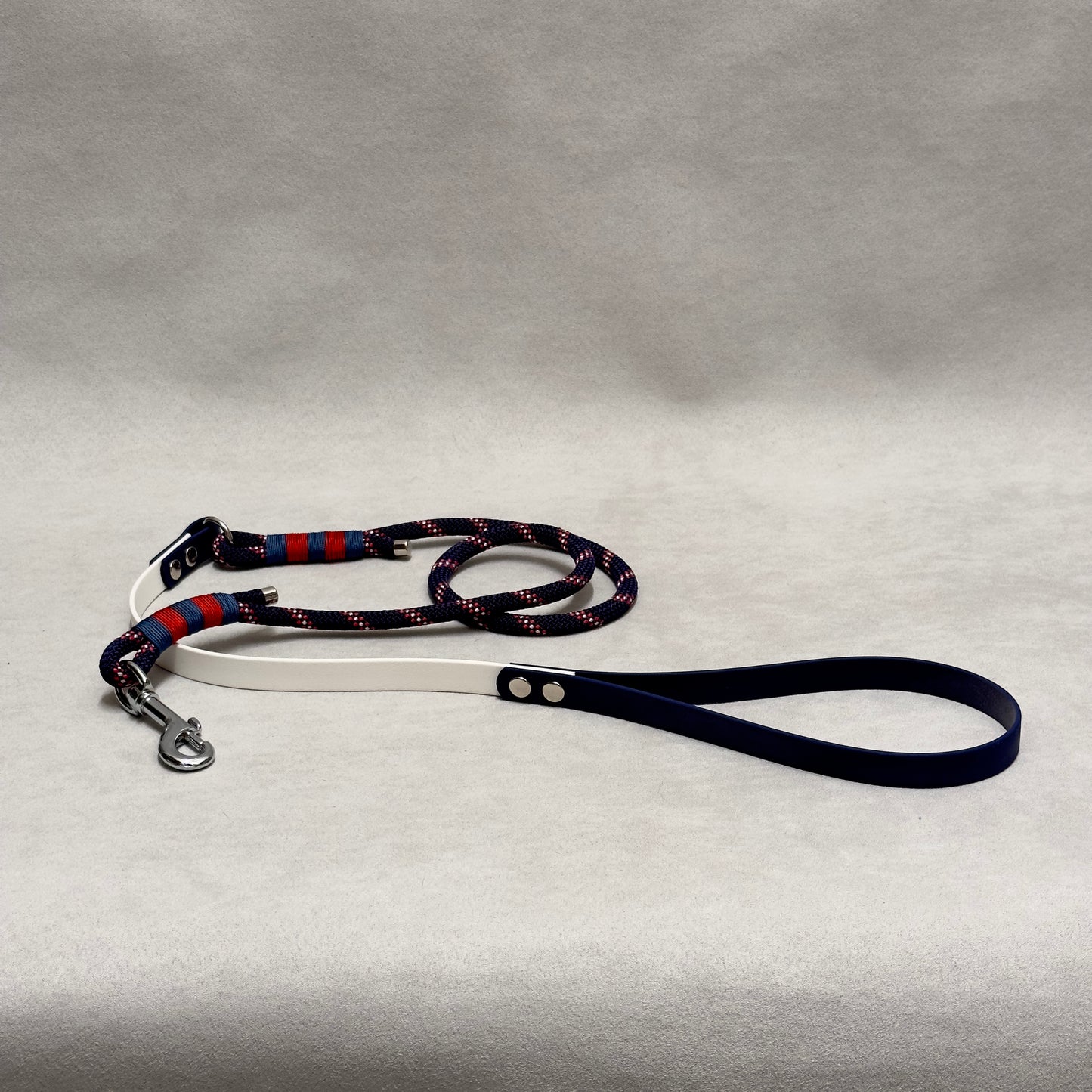 Multicolored rope and biothane 16mm leash