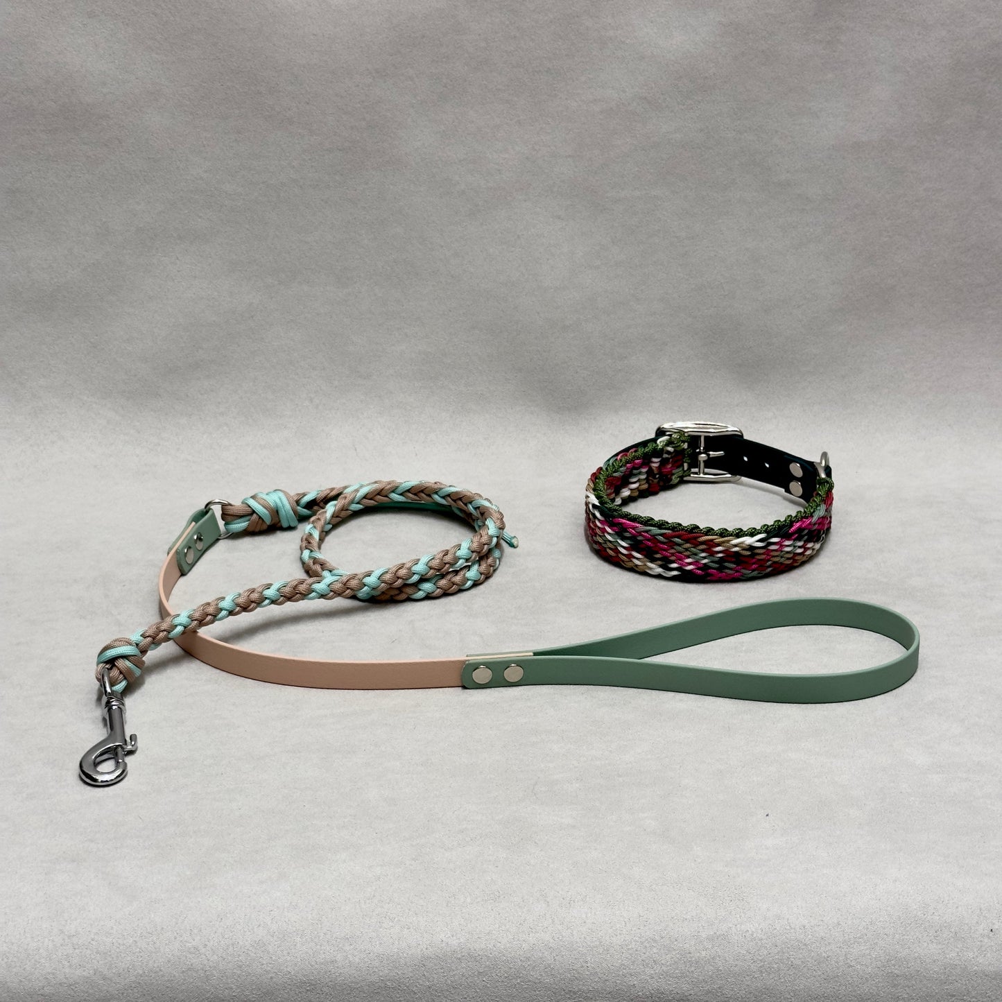 Herringbone and biothane braided leash 16mm